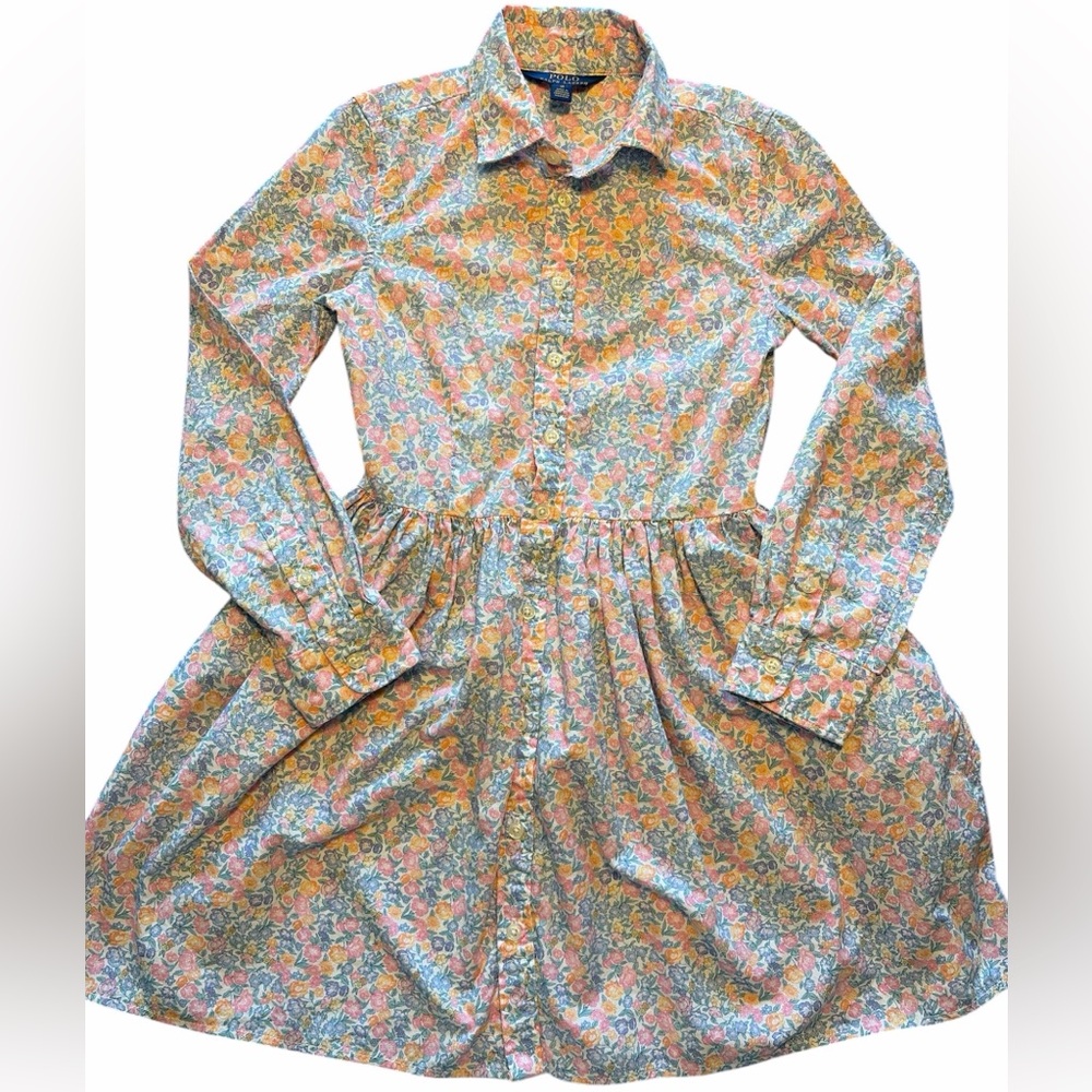 Polo by Ralph Lauren Pastel Floral Button-Up Shirt Dress Size 10